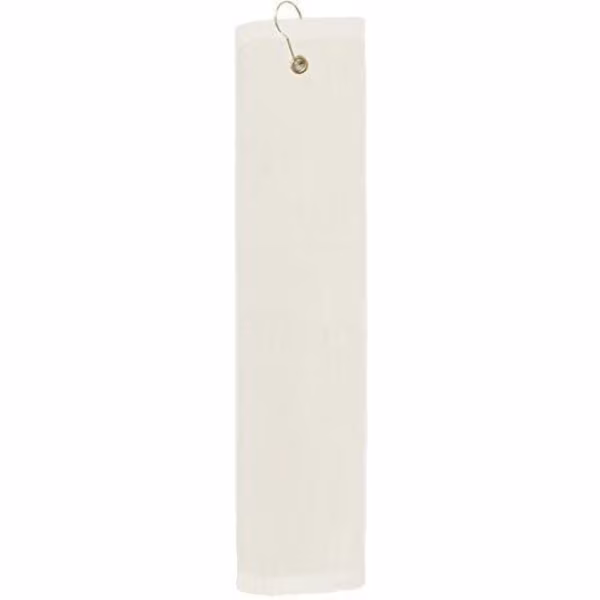 Premium 16 inch x 26 inch Velour Golf Towel with Tri-fold Hook & Grommet Placement-Beige